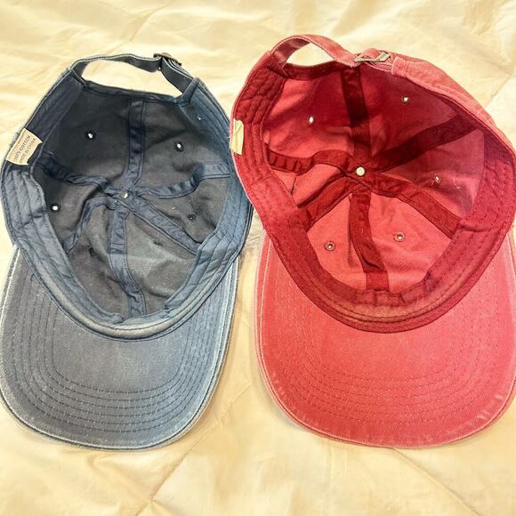 NWOT Vintage Washed Cotton Dad Hats Adjustable Baseball Caps Blue & Red - Picture 3 of 5